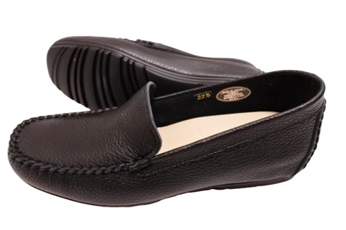 【PRETA flex P1101 ブラック】本革レザープレーンモカシンシューズ